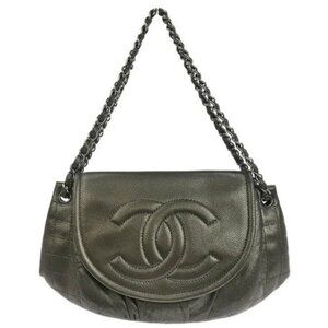 Chanel Metallic Gold Calfskin Half Moon Flap Shoulder Bag 136107